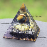 Orgonite Pyramid Chakras Tiger Eye Orgon Energy Crystals Obsidian